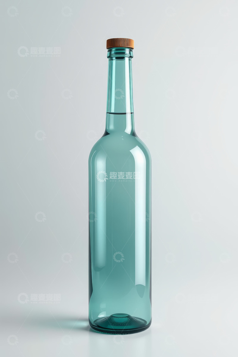 高清大图下载【趣麦麦图】透明玻璃酒瓶带木塞特写