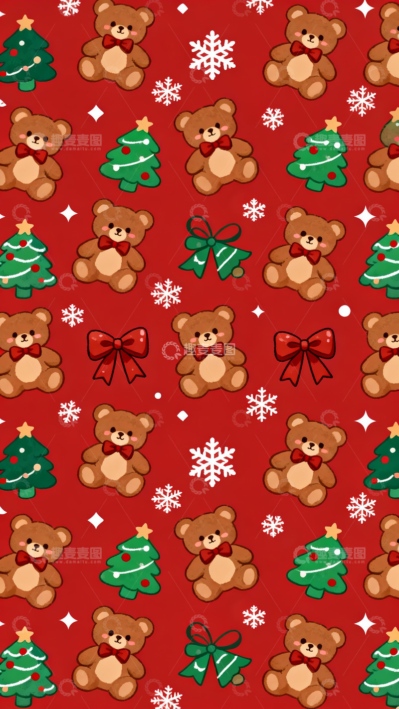 高清大图下载【趣麦麦图】圣诞小熊萌系节日循环背景图