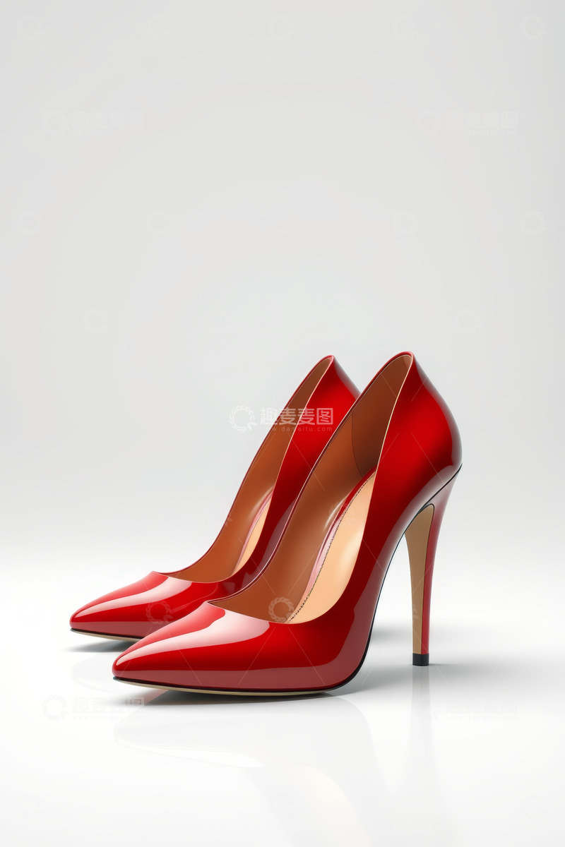 高清大图下载【趣麦麦图】红色漆皮高跟鞋特写