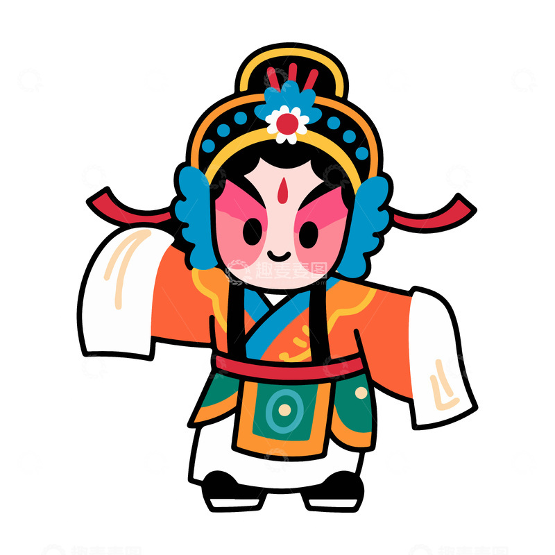 源文件下载【趣麦麦图】卡通京剧人物插画设计素材