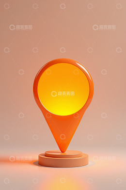 橙色地图定位图标3D展示