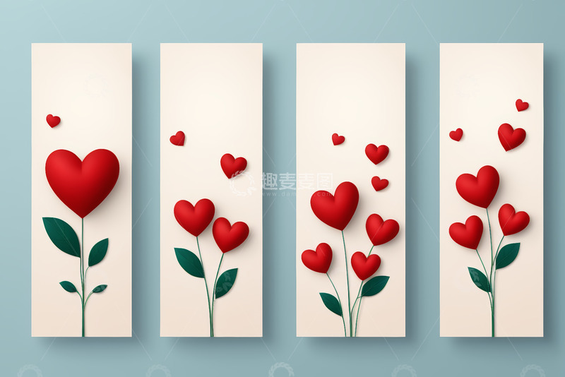 高清大图下载【趣麦麦图】心形花朵装饰图案素材