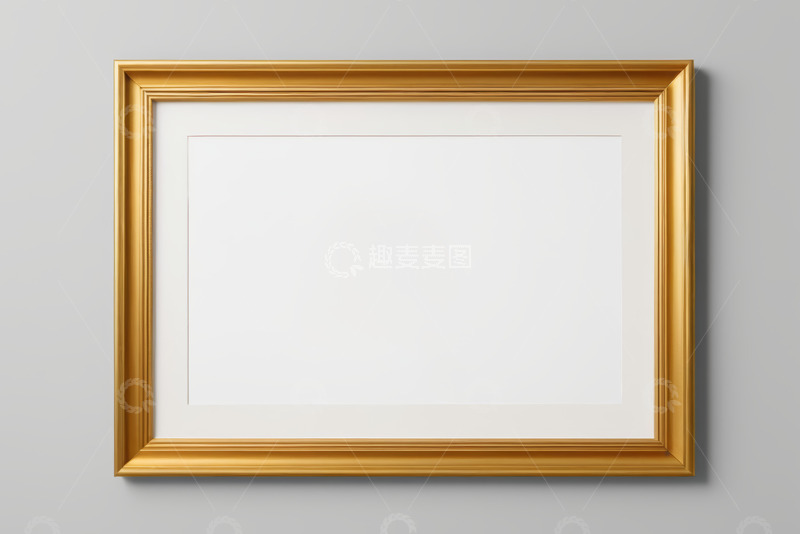 高清大图下载【趣麦麦图】金色画框挂于灰色墙面