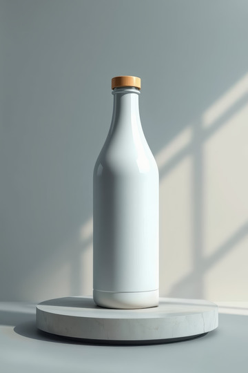 白色瓶装液体静物展示