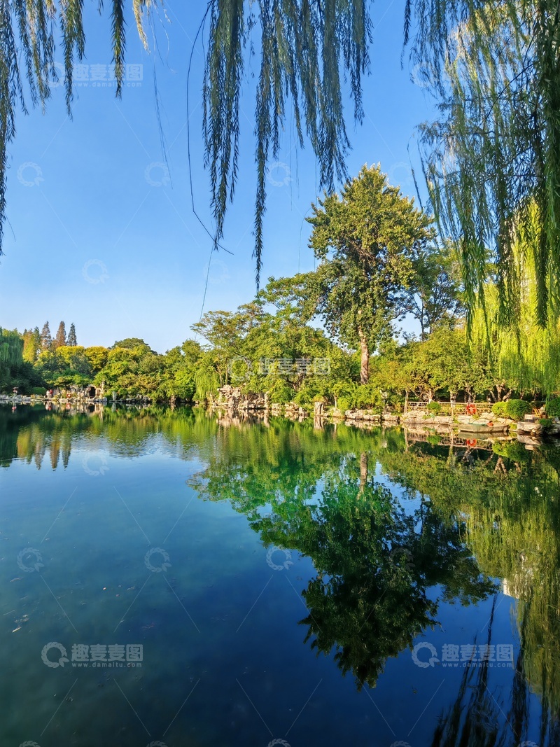 高清大图下载【趣麦麦图】柳岸湖光风光摄影