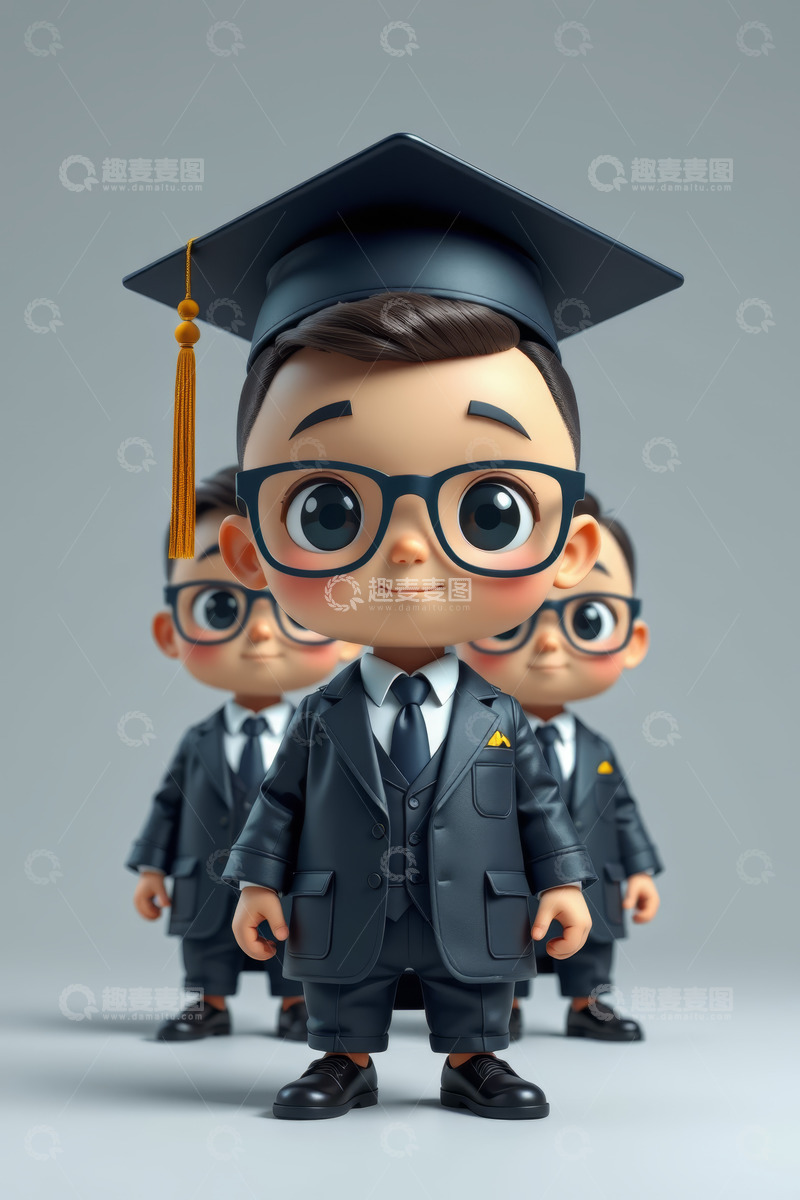 高清大图下载【趣麦麦图】卡通男孩学士服形象