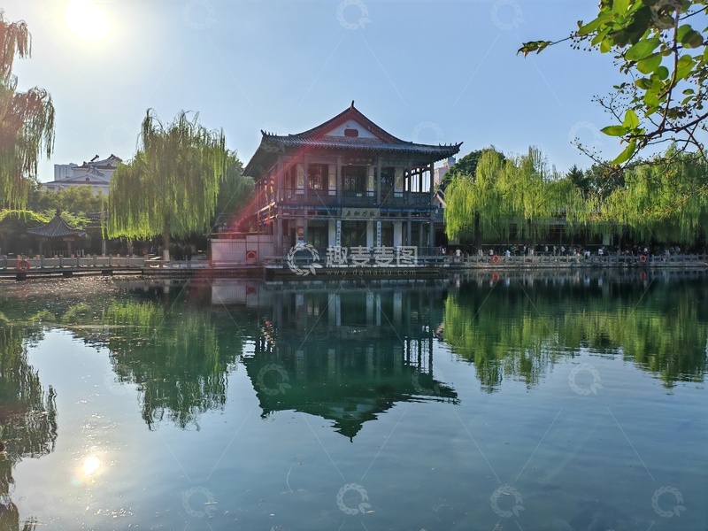 高清大图下载【趣麦麦图】古典园林湖畔建筑风光