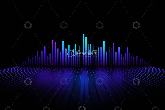 蓝紫色渐变音频波形背景