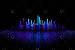 蓝紫色渐变音频波形背景