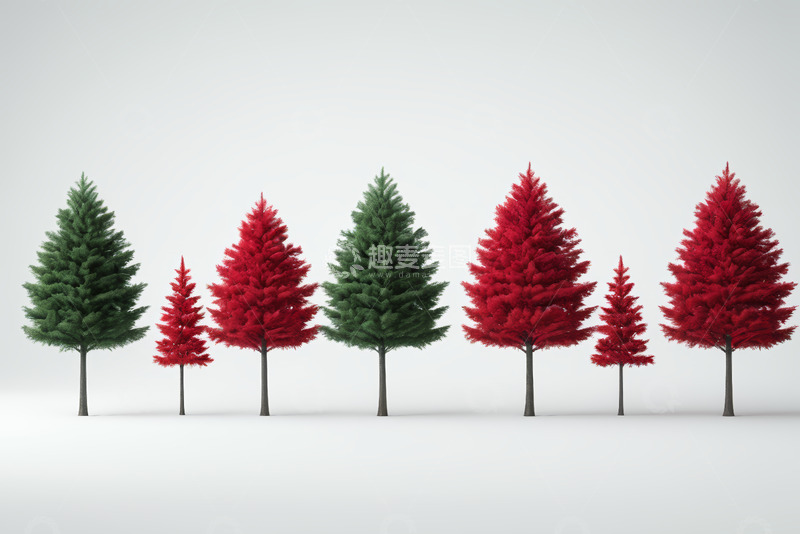 高清大图下载【趣麦麦图】红绿相间圣诞树排列展示