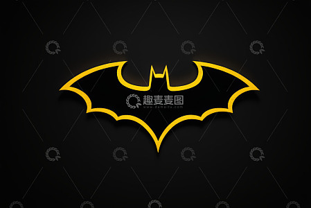 黑色背景上的黄色蝙蝠侠标志