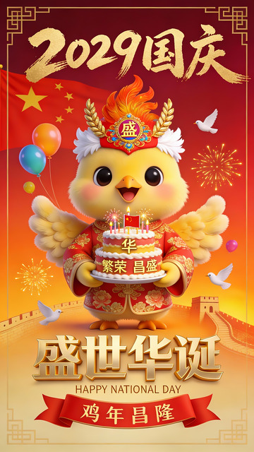 2029 国庆鸡年盛世华诞庆典图