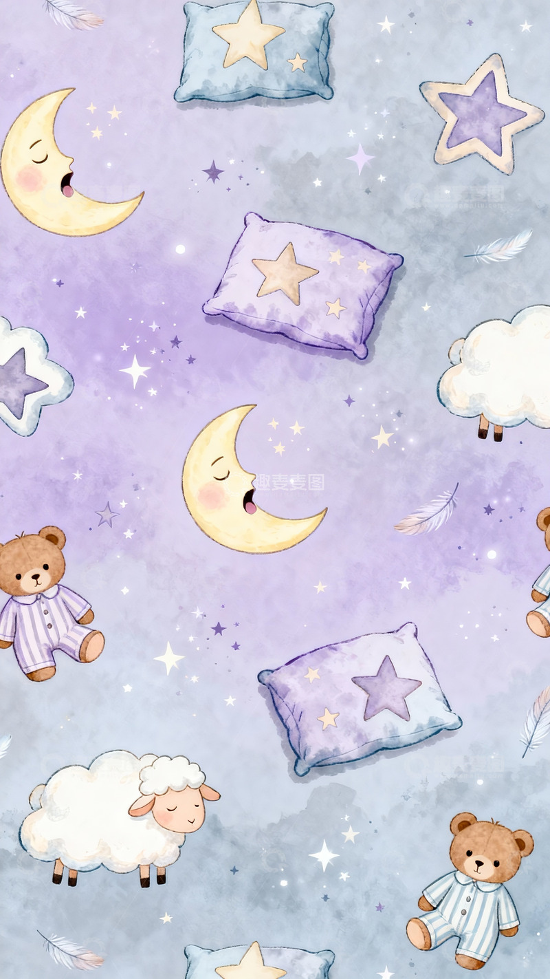 高清大图下载【趣麦麦图】萌系睡眠主题星月羊熊图案