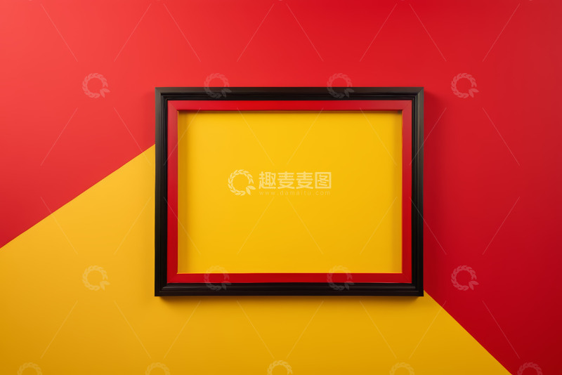 高清大图下载【趣麦麦图】红黄背景上的黑色画框
