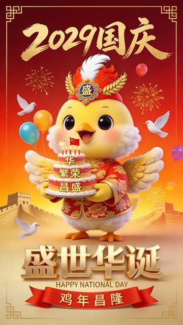 2029 国庆鸡年盛世华诞庆典图