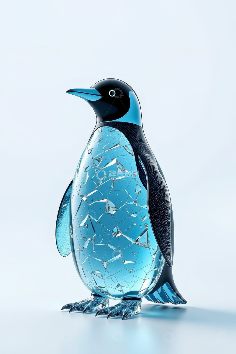 高清大图下载【趣麦麦图】透明质感企鹅立体形象
