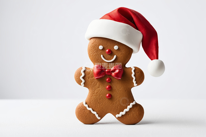高清大图下载【趣麦麦图】戴圣诞帽的姜饼人饼干