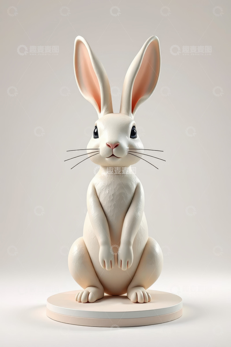 高清大图下载【趣麦麦图】白色卡通兔子雕塑
