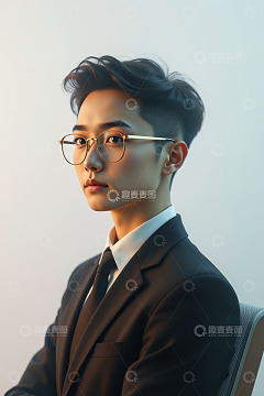 穿西装戴眼镜的男士肖像