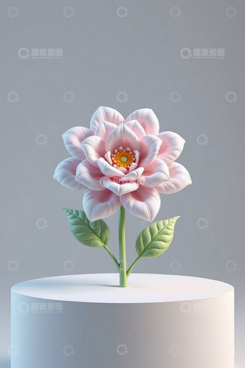 高清大图下载【趣麦麦图】粉色花朵3D模型展示