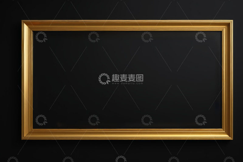 高清大图下载【趣麦麦图】黑色背景上的金色装饰画框架