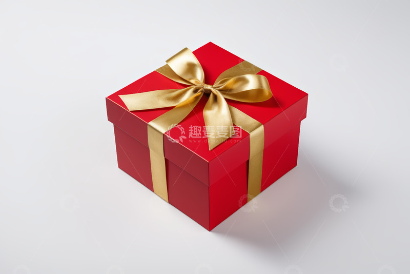 高清大图下载【趣麦麦图】红色礼品盒带金色蝴蝶结