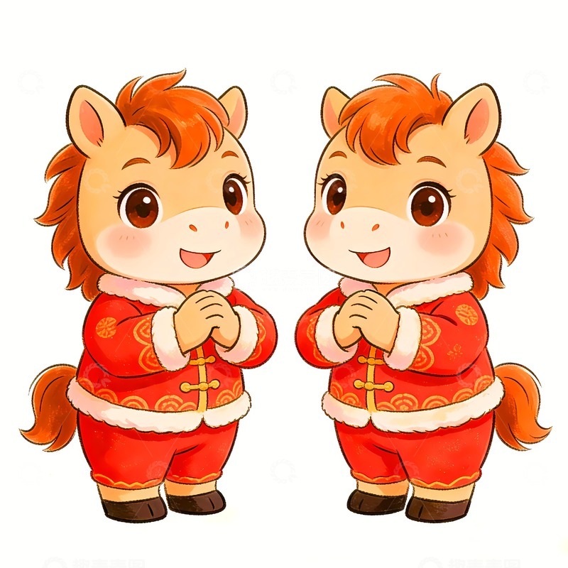 高清大图下载【趣麦麦图】2026马年拜年