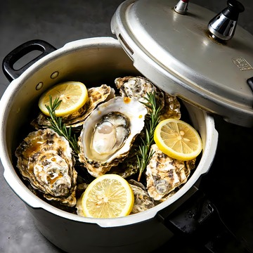 打开盖子高压锅生蚝 