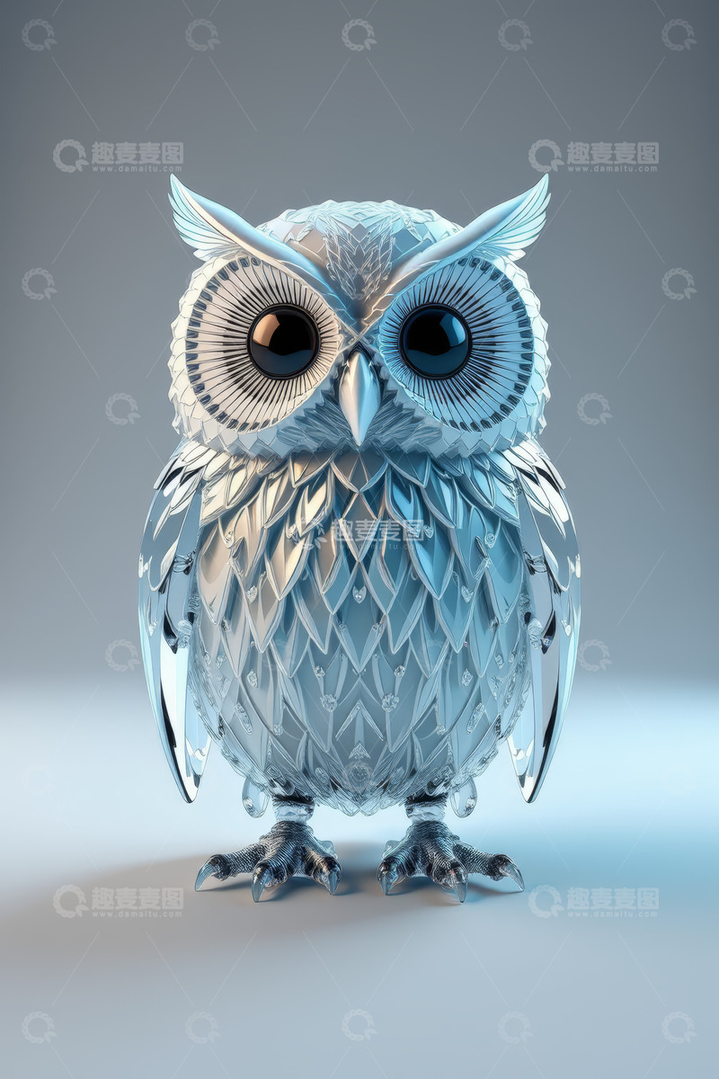 高清大图下载【趣麦麦图】3D立体透明猫头鹰模型