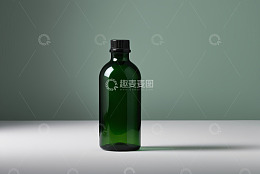 绿色玻璃瓶静物特写