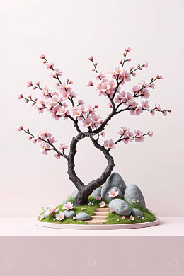 粉色梅花盆栽景观