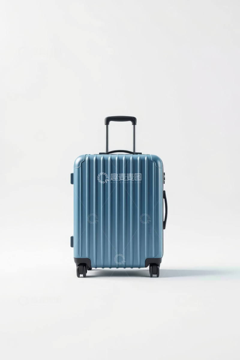高清大图下载【趣麦麦图】蓝色拉杆行李箱特写