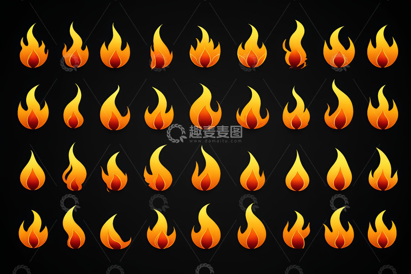 高清大图下载【趣麦麦图】多种样式火焰图标素材