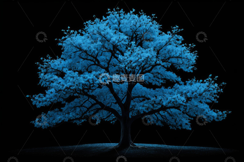 高清大图下载【趣麦麦图】蓝色发光树木特写