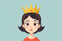 戴皇冠女孩插图素材