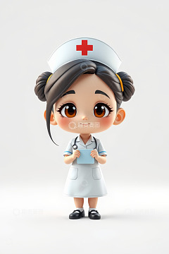 卡通护士手持卡片形象