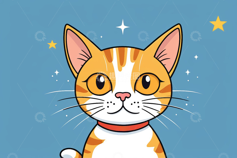 高清大图下载【趣麦麦图】卡通橘白猫咪特写