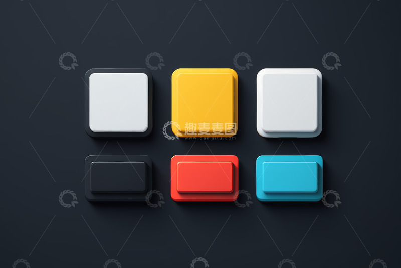 高清大图下载【趣麦麦图】多彩立体按钮设计素材