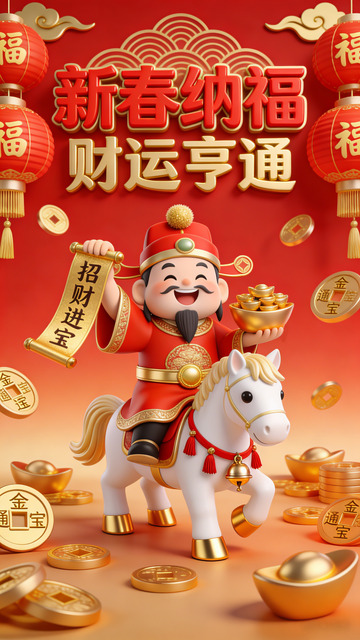 新春祈福财运亨通宣传海报
