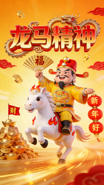 龙马精神喜庆新年海报设计