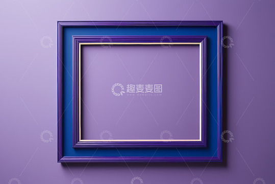 紫色背景上的多层方形画框