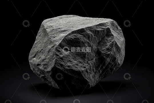 黑色背景下的灰色岩石素材