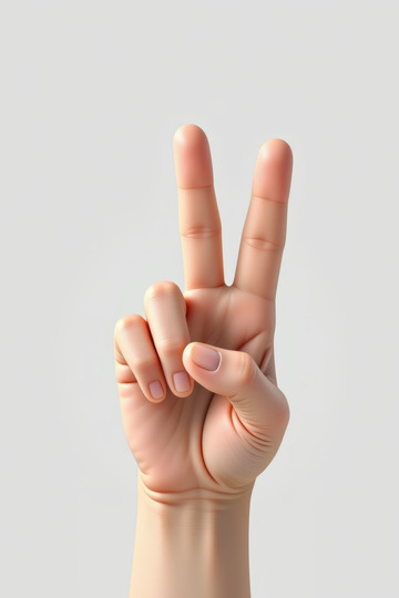 手部比出胜利手势特写