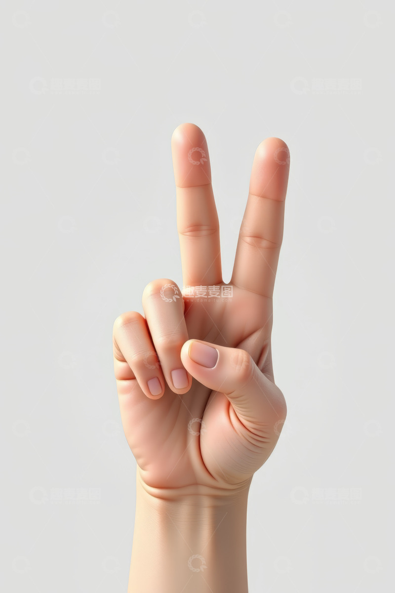 高清大图下载【趣麦麦图】手部比出胜利手势特写