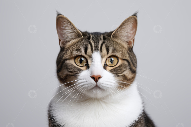 高清大图下载【趣麦麦图】特写斑纹猫咪直视镜头