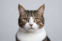 特写斑纹猫咪直视镜头