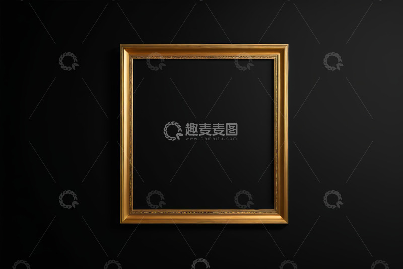 高清大图下载【趣麦麦图】黑色背景上的金色画框