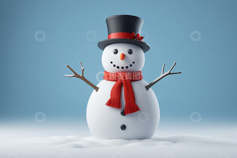 高清大图下载【趣麦麦图】戴帽围巾雪人形象素材