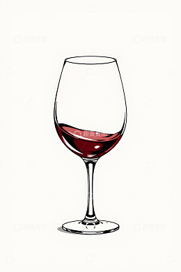 手绘风格红酒杯插画