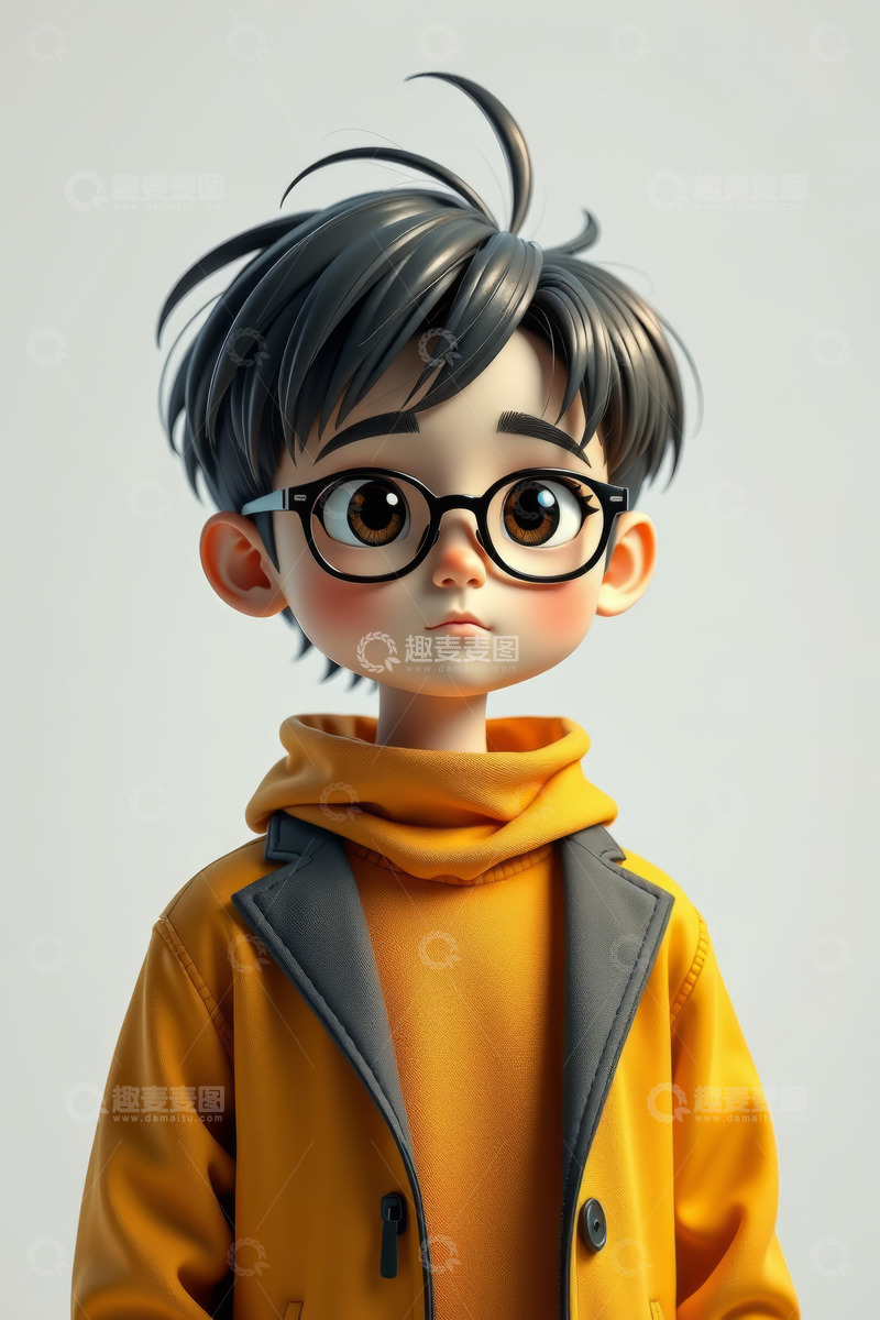 高清大图下载【趣麦麦图】戴眼镜卡通男孩形象素材
